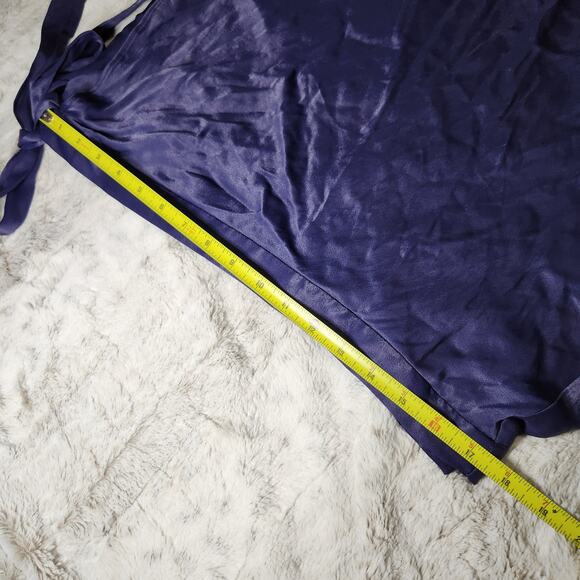 NWT Anthropologie Navy Blue Viscose Asymmetrical Wrap Tie Waist Midi Skirt - XL - Picture 5 of 12